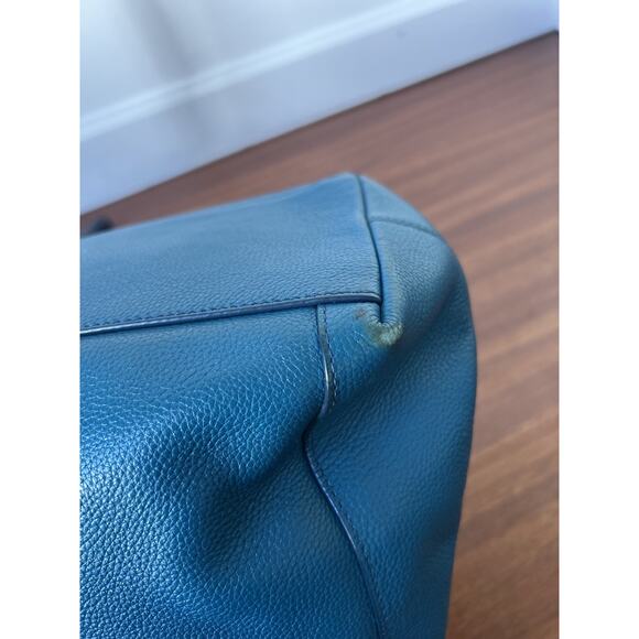 Pebbled Leather Coach Y2K Edie Hobo Shoulder Bag Blue Leather Handbag Turnlock - Picture 9 of 13